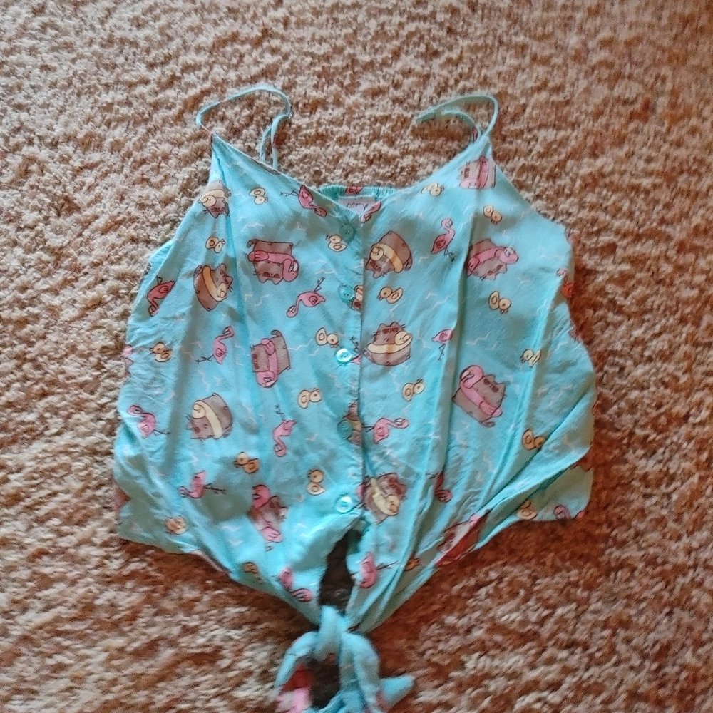 Pusheen Tie Front Tank